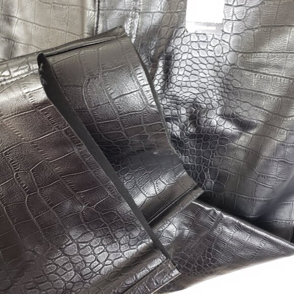 NWT Express Straight Pant Super High Rise Croc Embossed Vegan Leather Cropped 10 - Picture 13 of 15